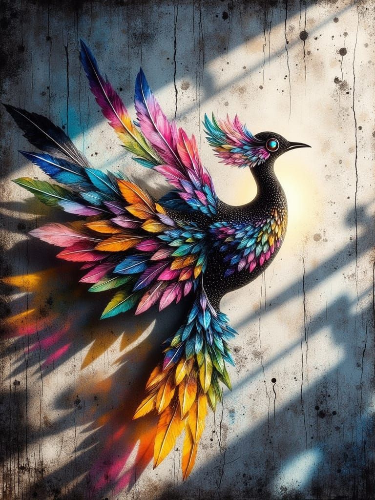 Glass Bird Sculpture Casting Rainbow Shadows