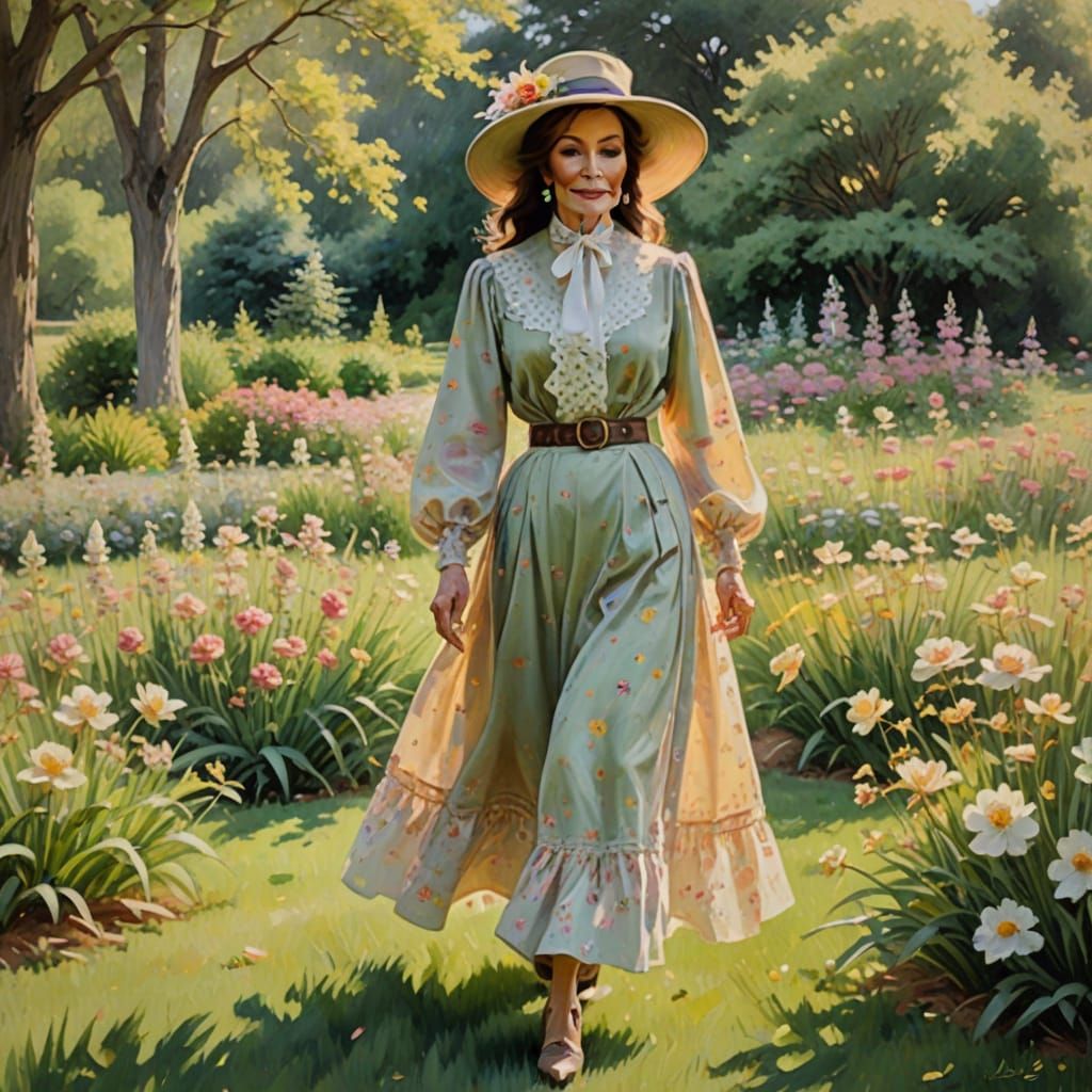 Loretta Lynn in Impressionistic Garden Painting