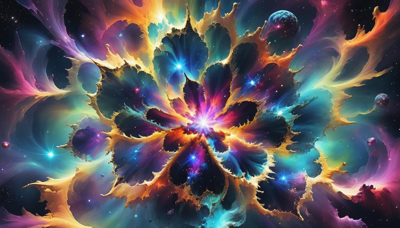 Prismatic Nebula Birthing Crystalline Lifeforms in Pop Art S...