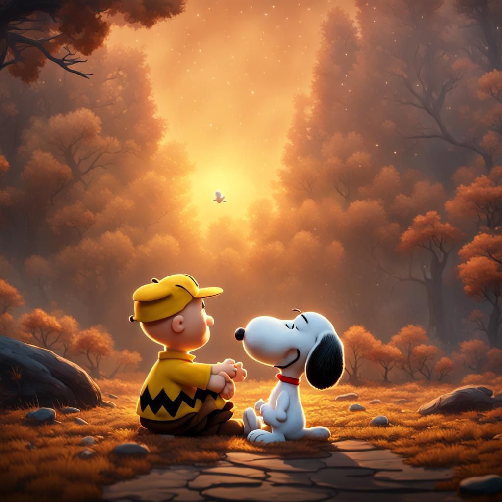 Charlie Brown and Snoopy: Detailed Matte Painting