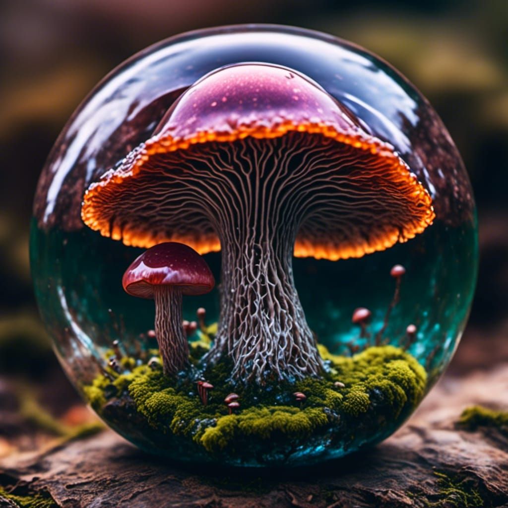 Liquid cosmic mushroom surrounded by Agate moss <lora:BearZFX:1.0>