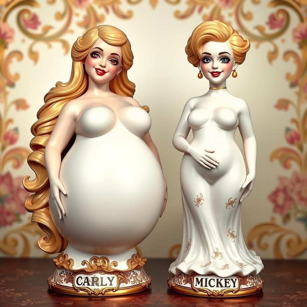 Ornate Porcelain Figurines in Victorian Setting