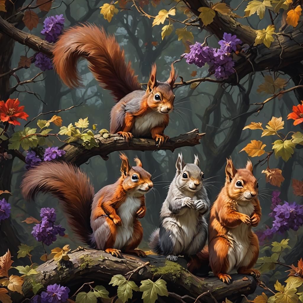 Squirrels in the Style of Rembrandt