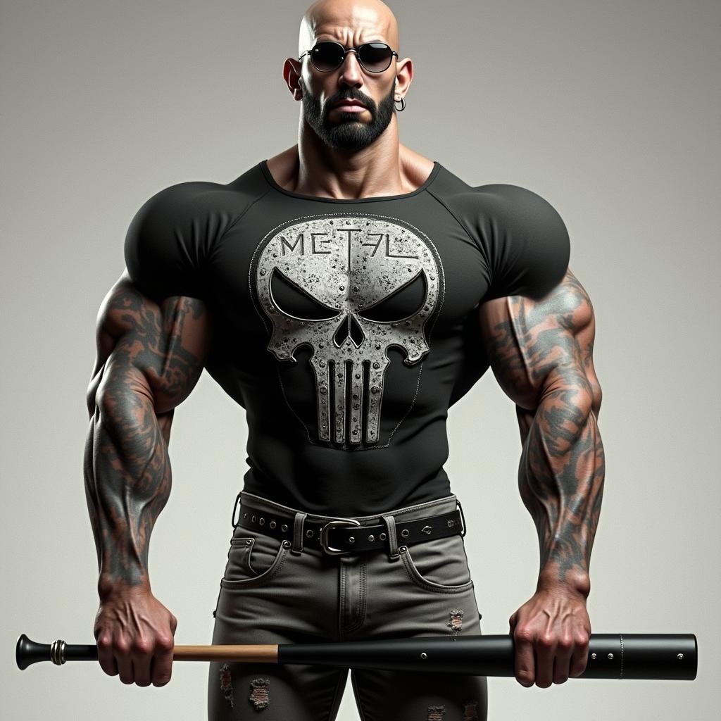 Intimidating Bouncer with Baseball Bat, Comic Book Art