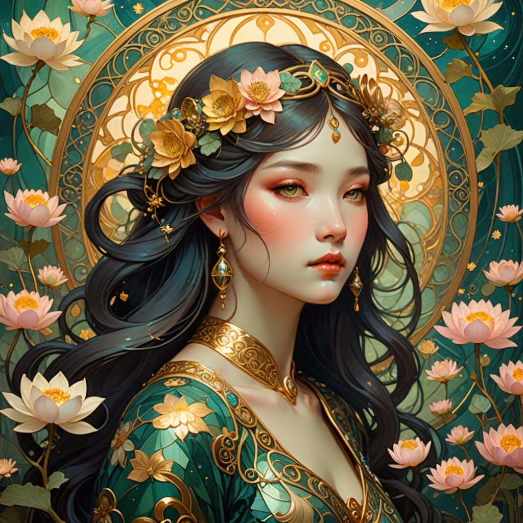 Surreal Chinese New Year Wood Snake in Art Nouveau