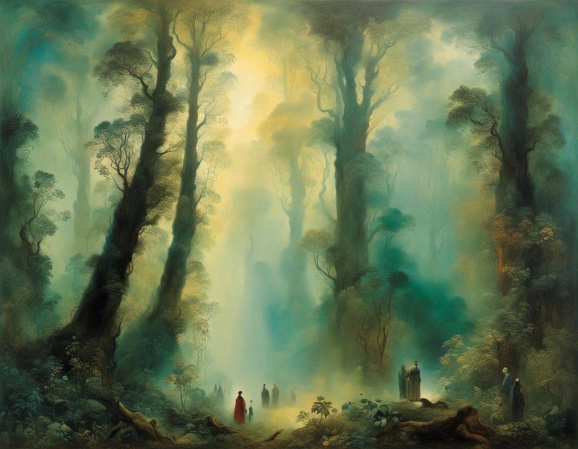 Sun Rays Through Forest, Dreamy Garden Style