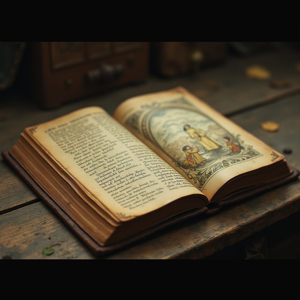 Open Book with Calligraphy in Cinematic Style