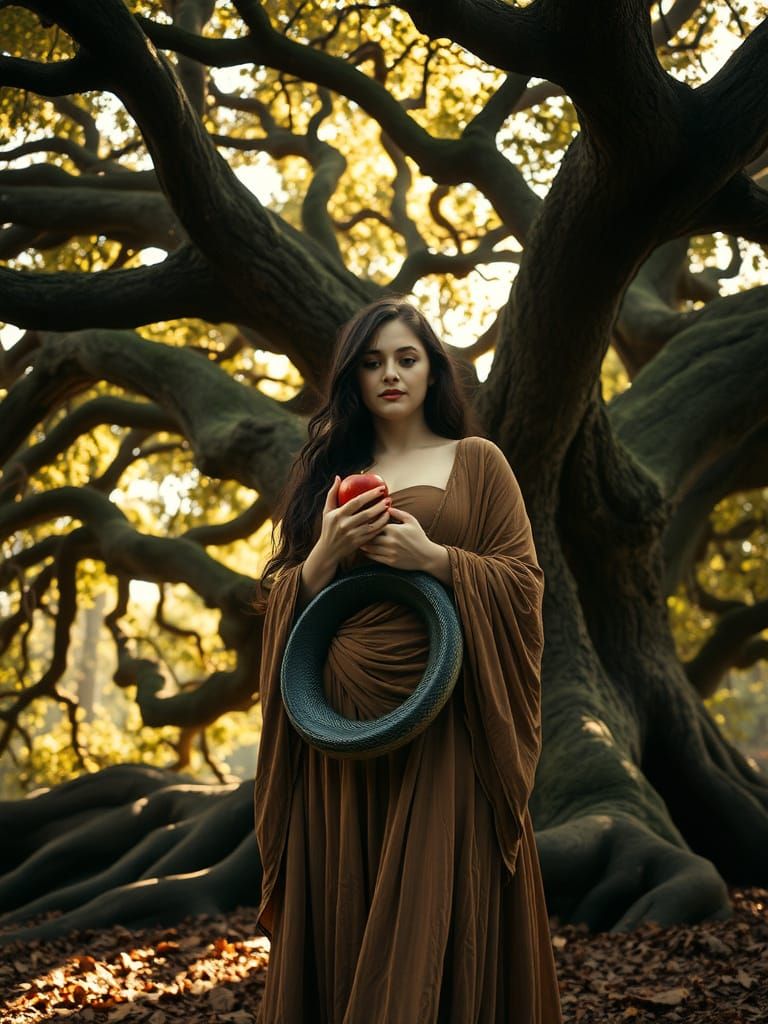 Ethereal Woman Embracing Nature's Duality