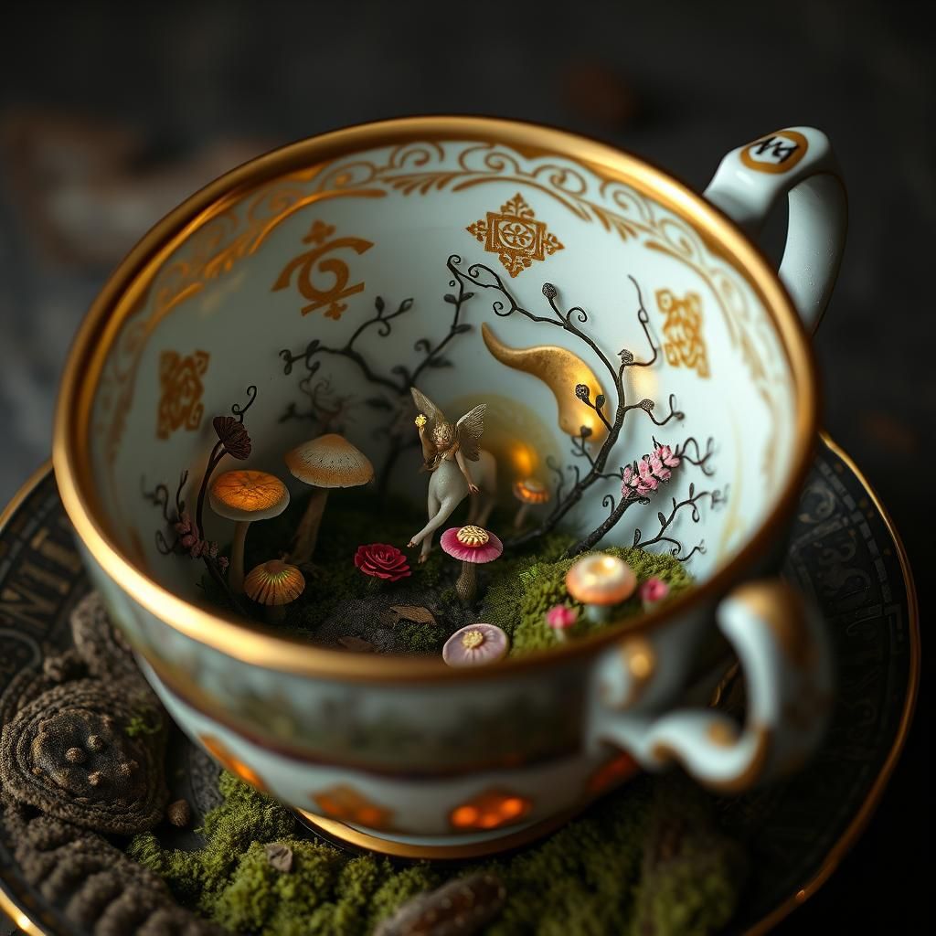 Miniature Forest Inside Teacup: Fantasy Art