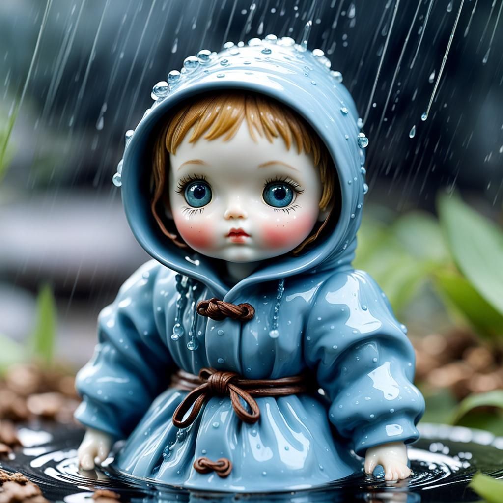 Broken Porcelain Doll Abandoned in the Rain