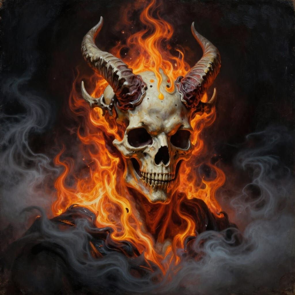 King of Hell as Fiery Poet in Bone Crown