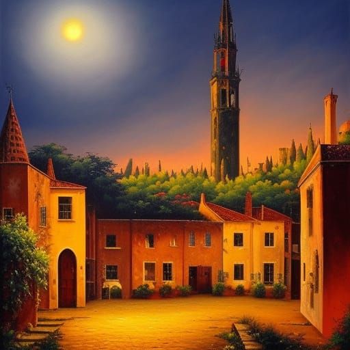 Gothic City at Twilight: Ethereal Landscape