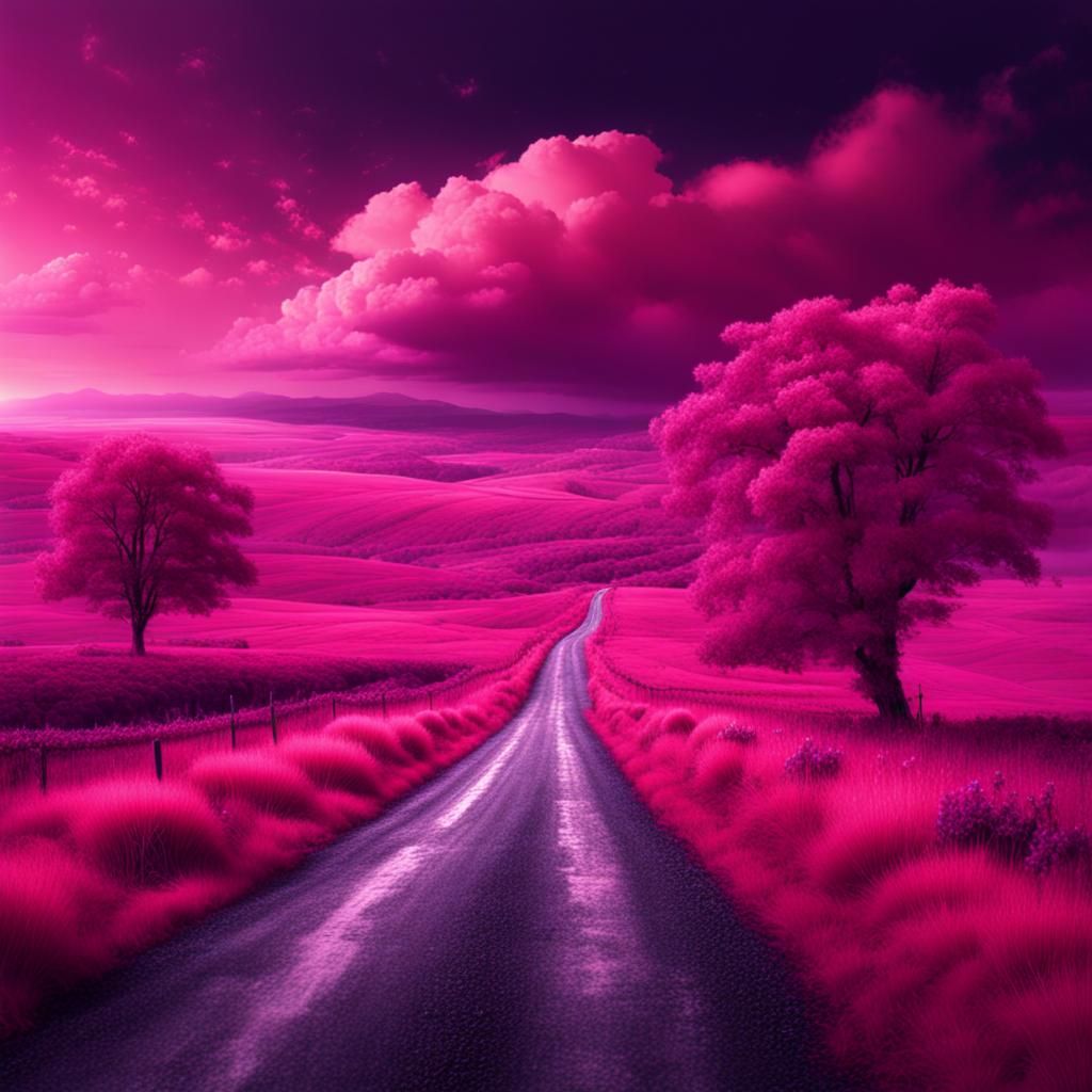 Infrared Country Road: Epic Digital Matte Painting