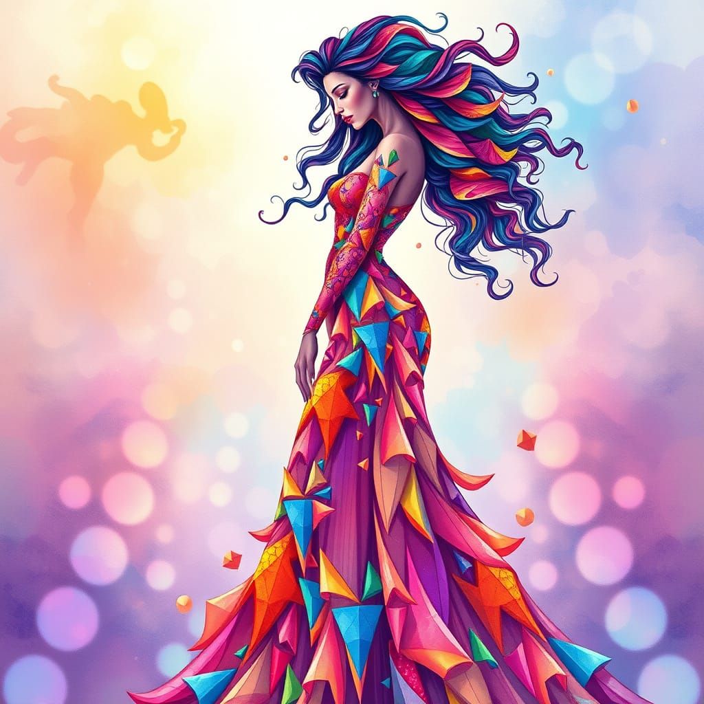 Fractal Goddess in Vibrant, Kaleidoscopic Splendor
