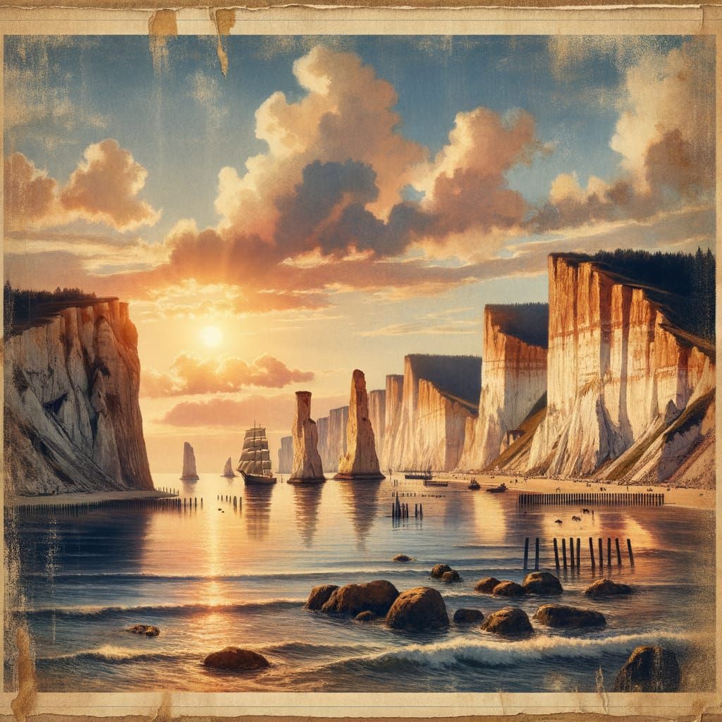 Vintage Poster: Holiday on Coastal Cliffs