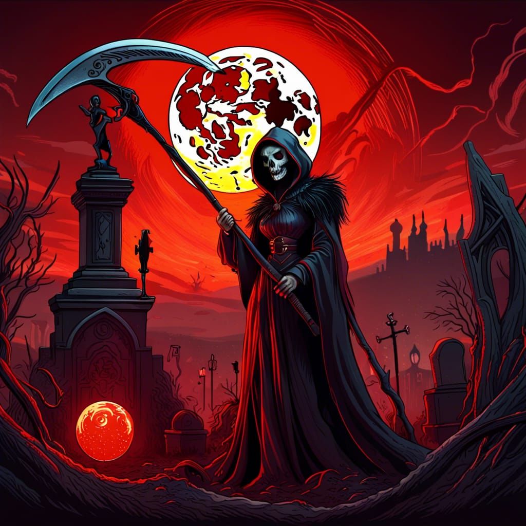 Girl Takes Selfie with Grim Reaper in Cemetery