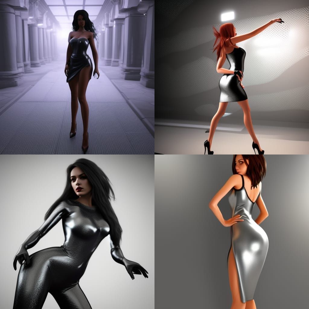 Fantasy Woman in Silver Dress, 3D Game Art