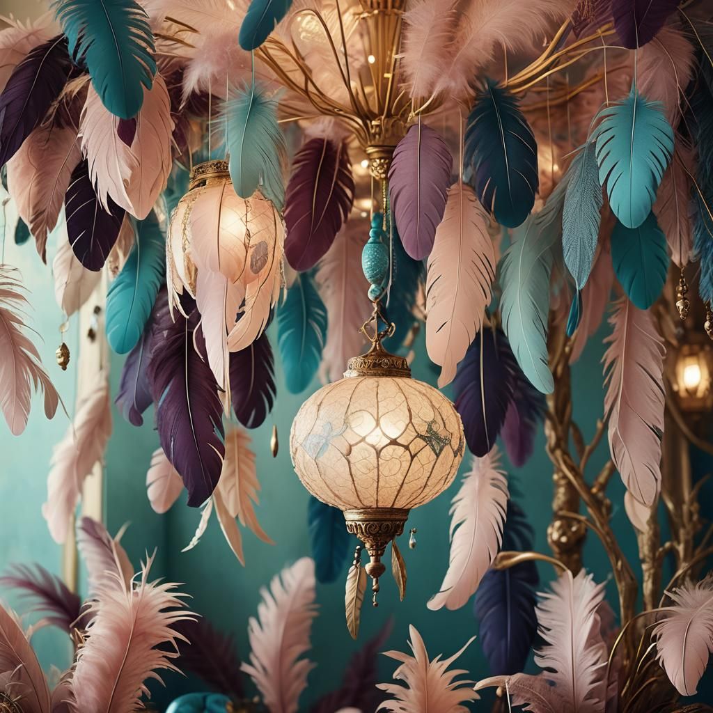 Whimsical Feather Lamps Illuminate Fantasy Interior