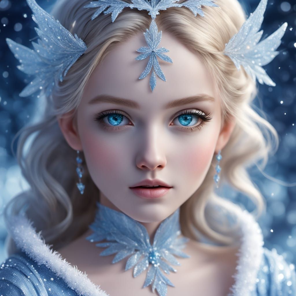 Elegant Snow Fairy Princess in Winter Gown