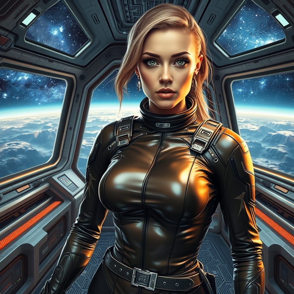 Futuristic Woman in Spacesuit, Sci-Fi Art