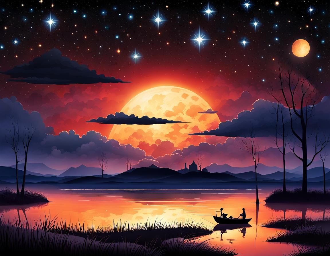 Burning Stars: Celestial Guardians in the Night