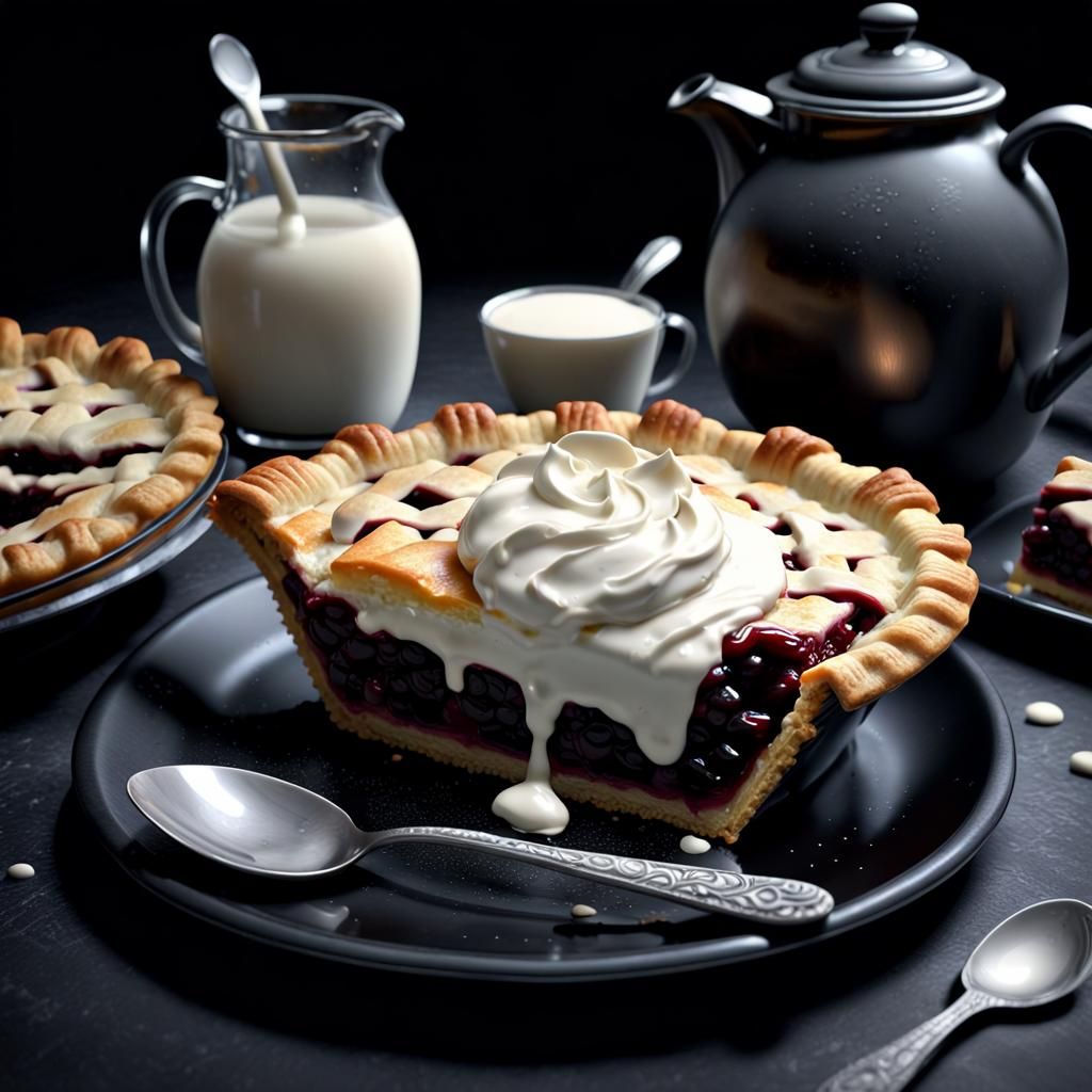Cherry Pie with Cream in Hyperrealistic 3D Art