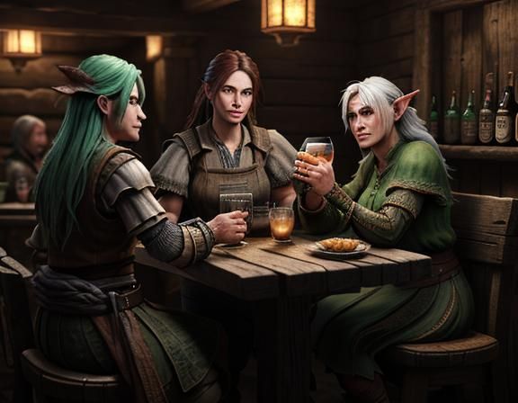 Goblin Cocktail Hour in Rustic Tavern: 3D Cinematic