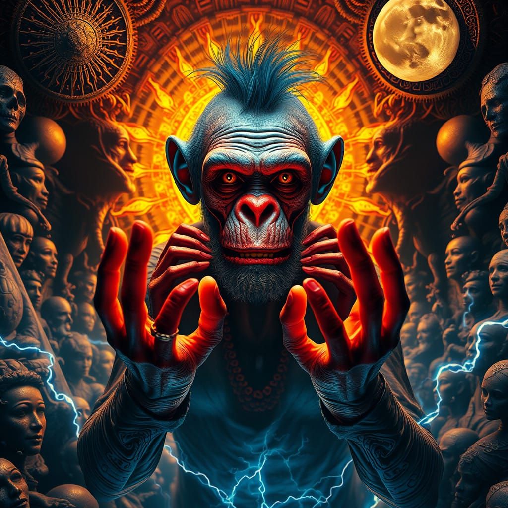 Hyper-Detailed Zombie Monkey Monster Clown Emerge from Cosmi...