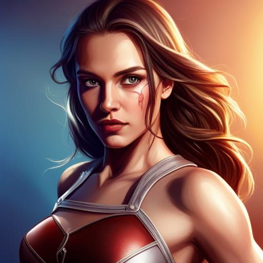 Hyperrealistic Superhero Girl in Splash Art Style