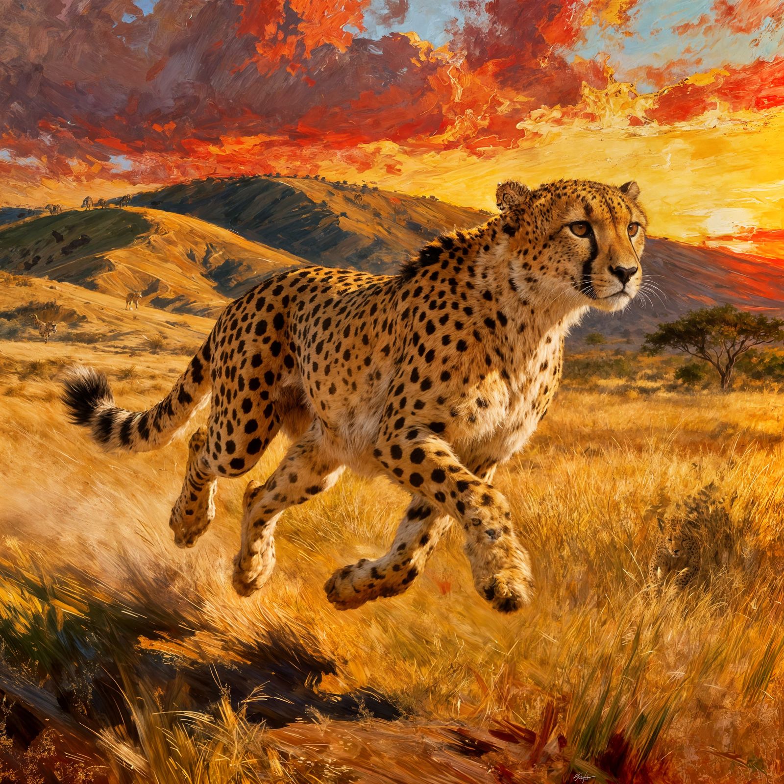 Epic Cheetah Sprinting Across African Savannah