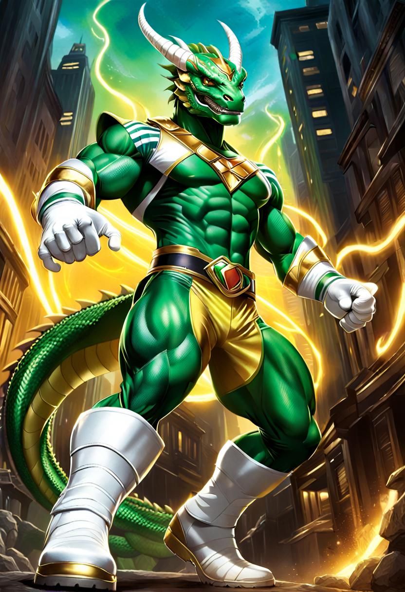 Green Dragon Power Ranger Comic Art