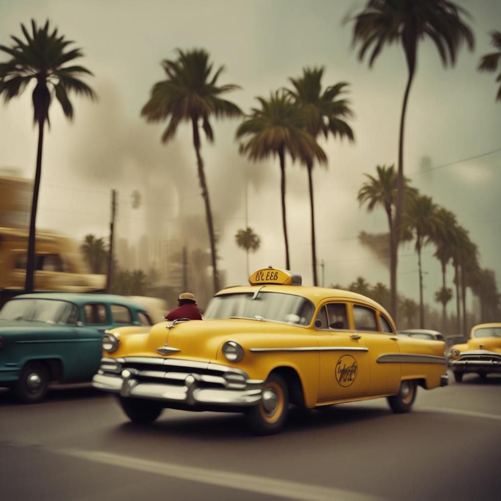 Retro Film Still of Palm Trees Forming a W