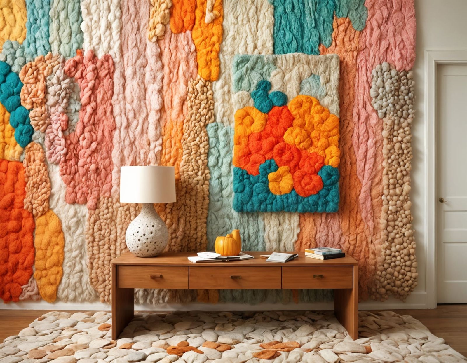 Abstract Fiber Art Weaving in Thick Yarn