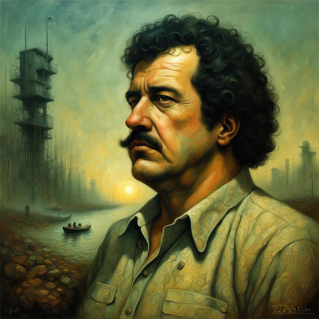 Pablo Escobar in the Style of Beksinski