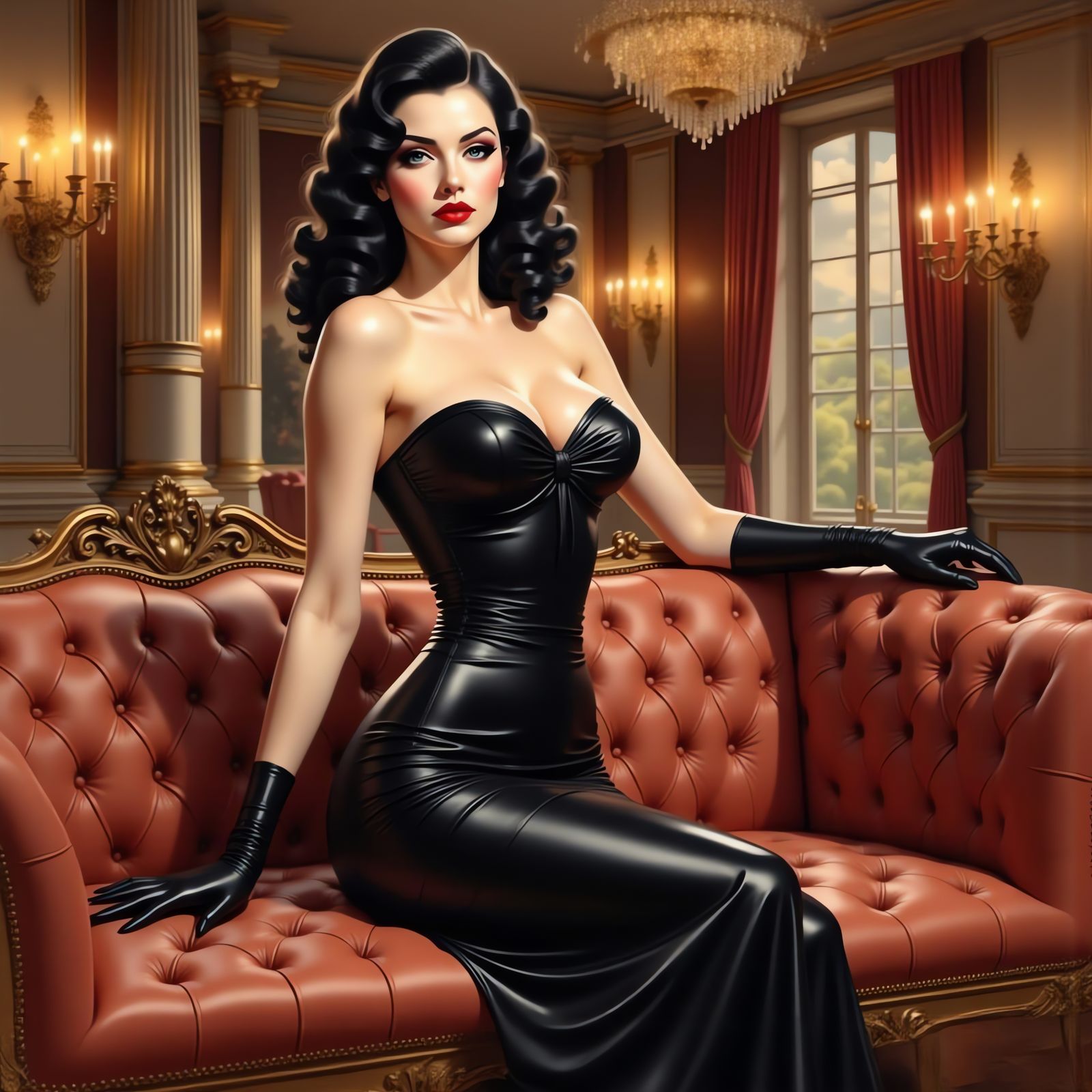 Sensual Pinup in Old Hollywood Style