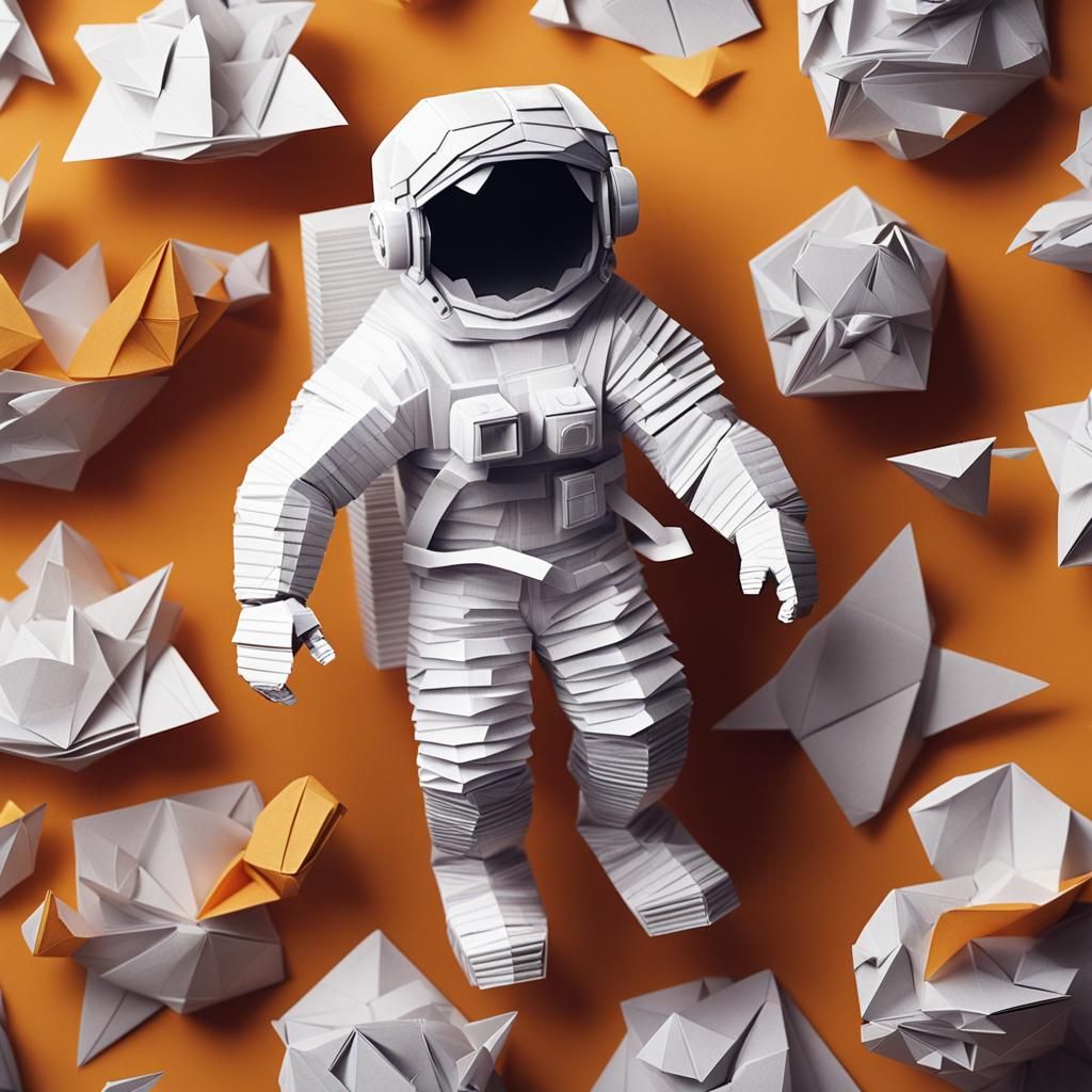 Origami Astronaut Papercraft in 8K