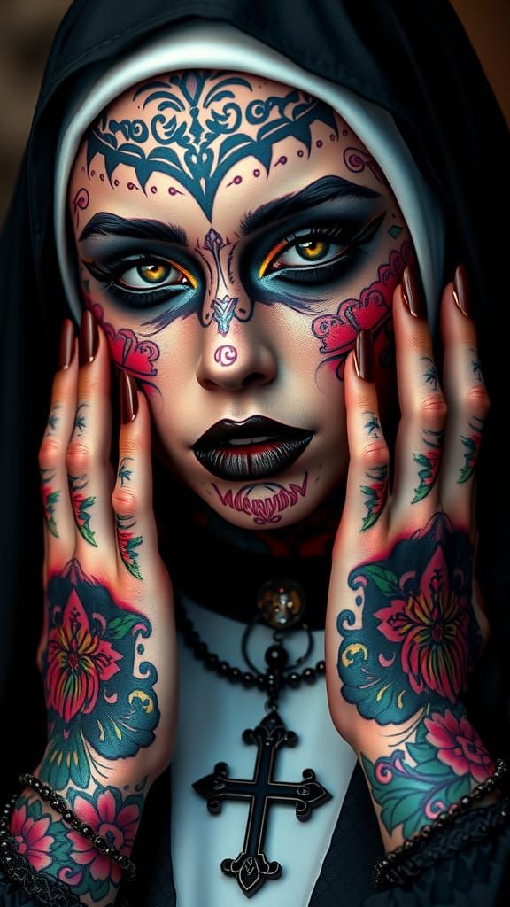 Gothic Nun Portrait in Dark Fantasy Style