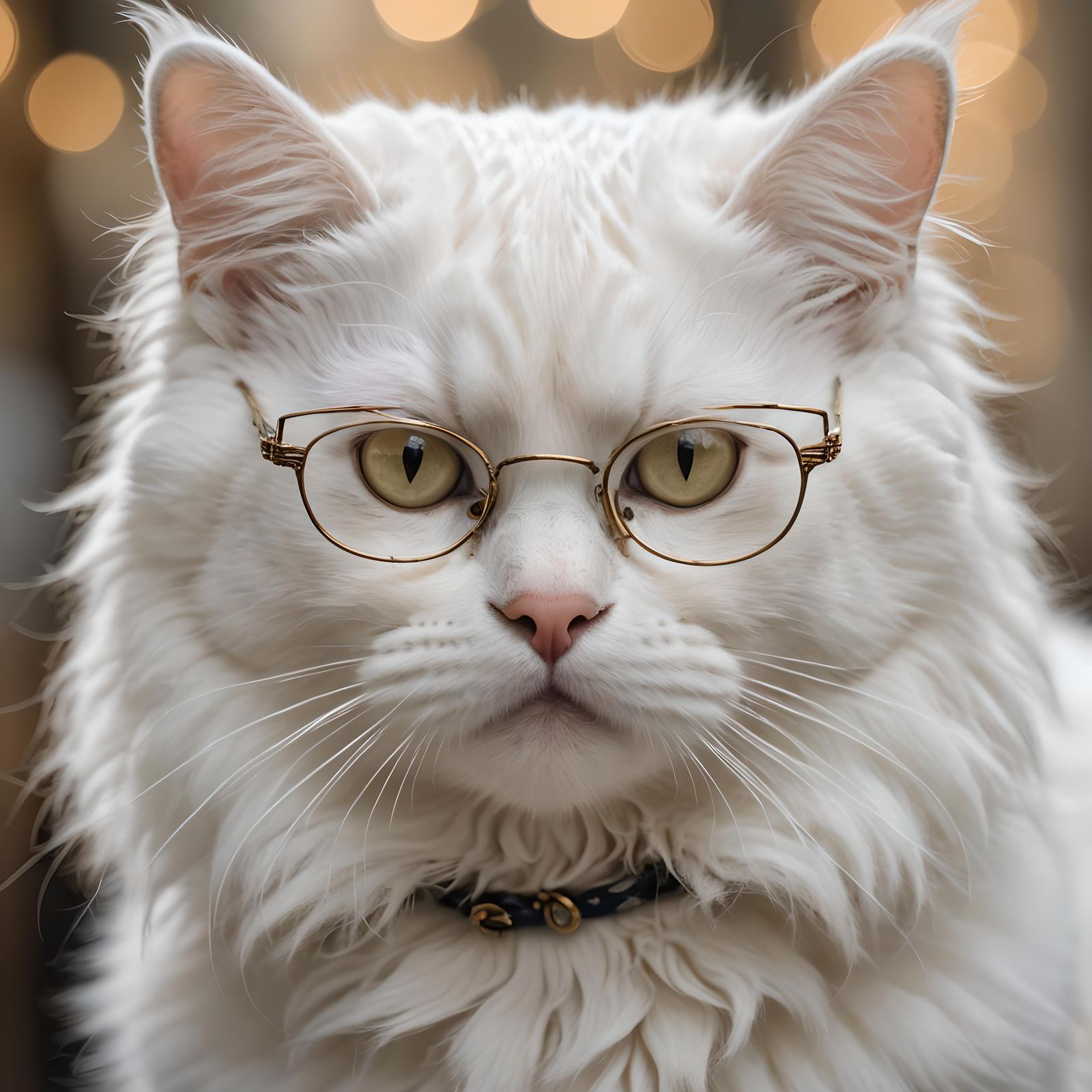 Cat Portrait with Glasses: A Regal Feline