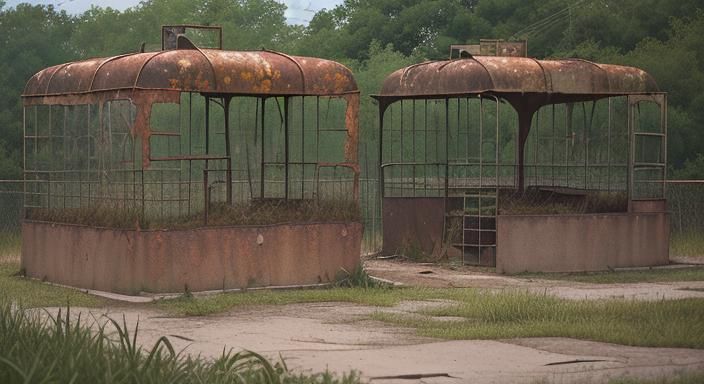 Abandoned Zoo: Wasteland of Rusted Cages and Decay