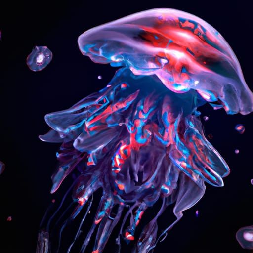 Neon Cosmic Jellyfish in Space: 3D Digital Art
