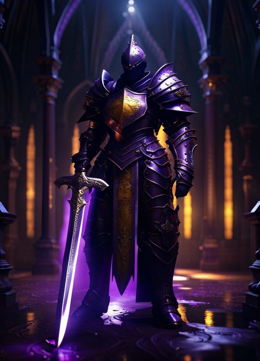 Gothic Knight with Sword in Dark Fantasy Style