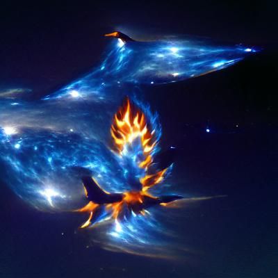 Abstract Blue Phoenix with Wings Spread