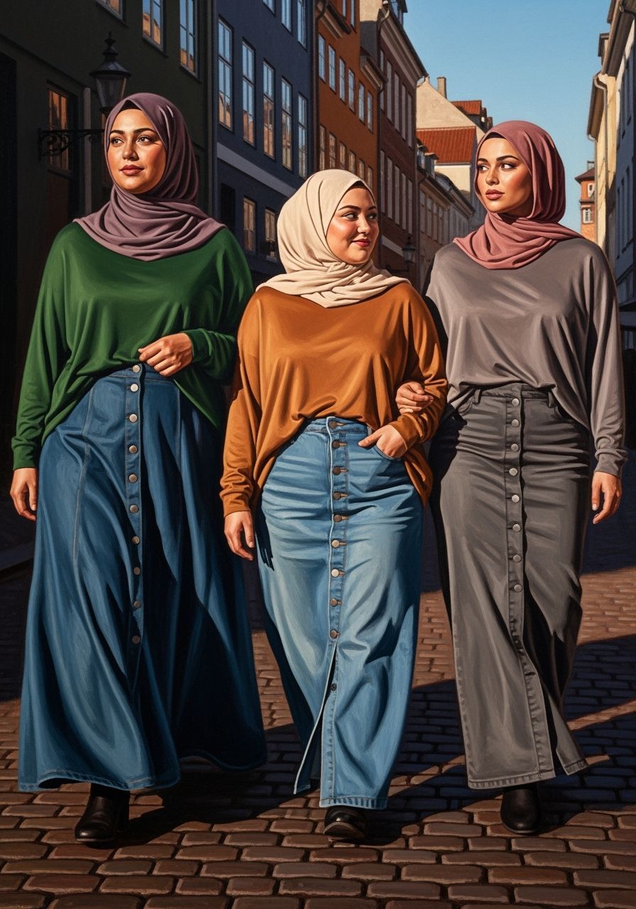 Danish Women in Hijabs: Oil Painting in Dreamy Style