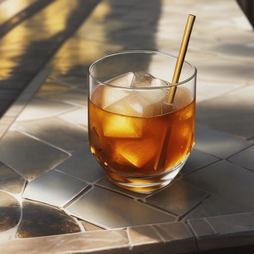 Pencil Sketch of Rum Glass on Italian Piazza