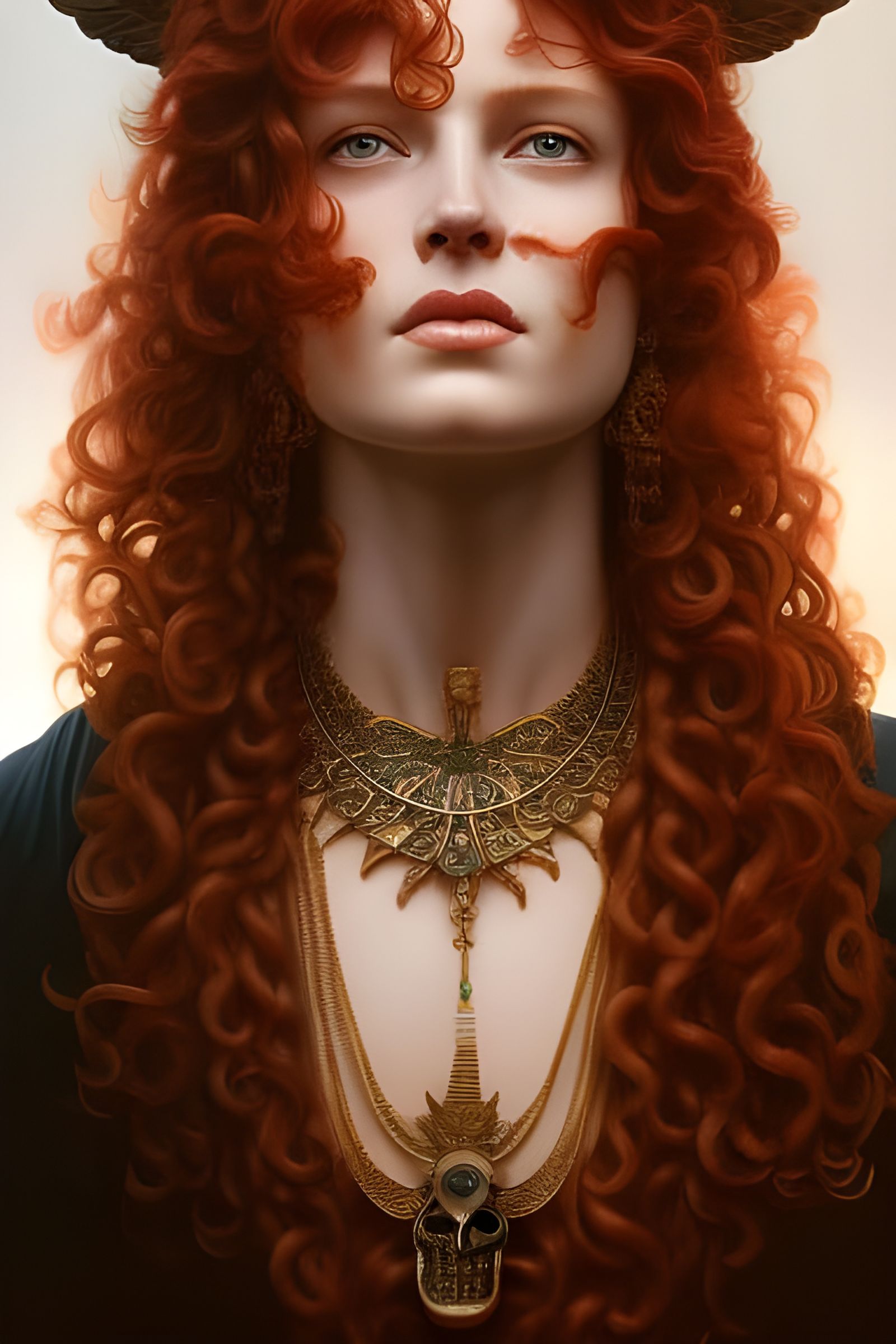Red-Headed Goddess Portrait in Hyperrealistic Style