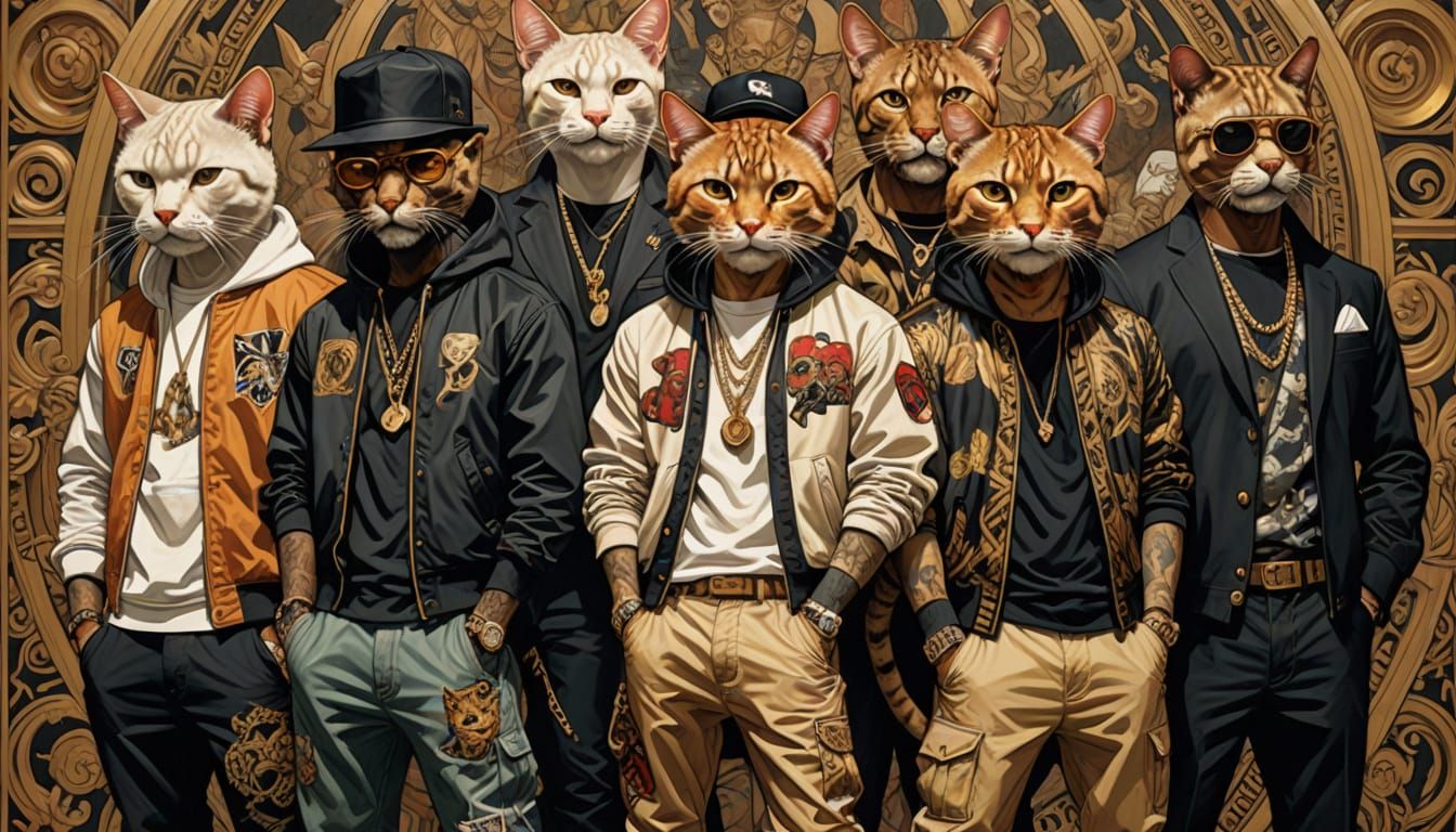 Hip Hop Cats in Leyendecker Style
