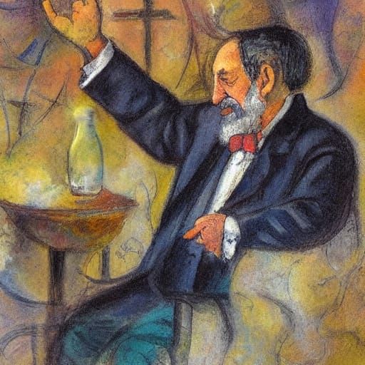 The rabbi fanned away the smoke with an open palm.