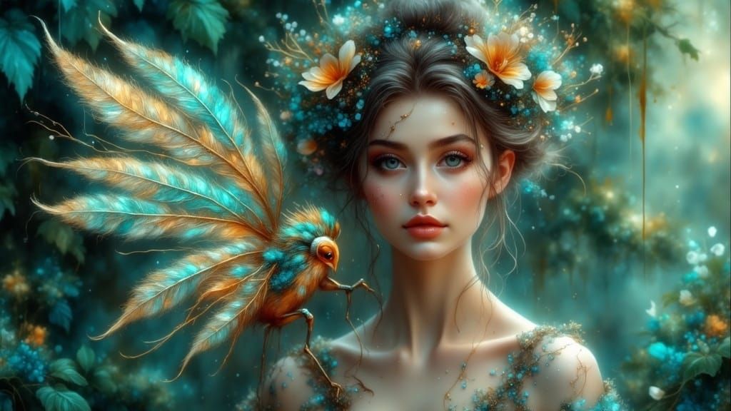 forest nymph, Photorealism, Fantasy Illustration,