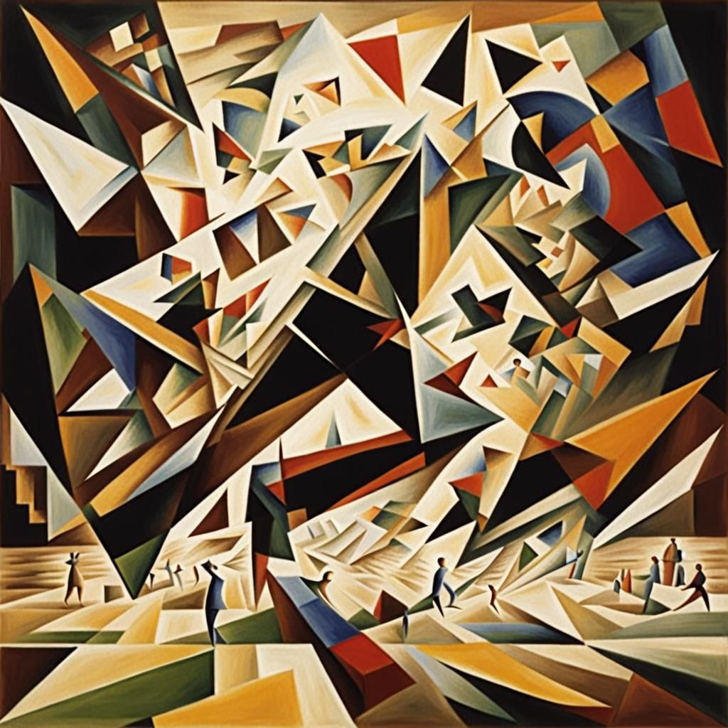 Abstract Falling Runner in Cubist Stop-Motion
