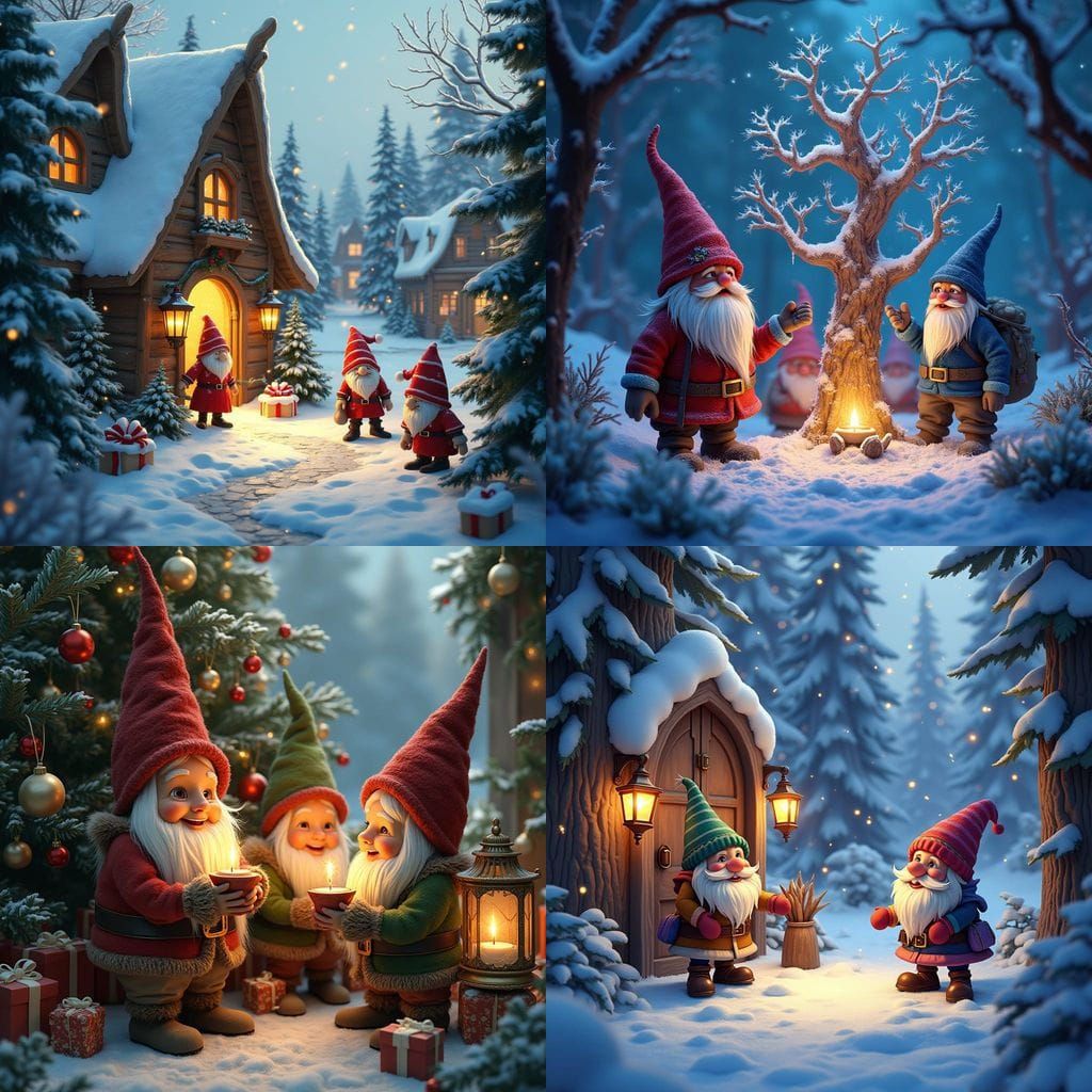 Fantastical Christmas Gnomes in Vibrant Color